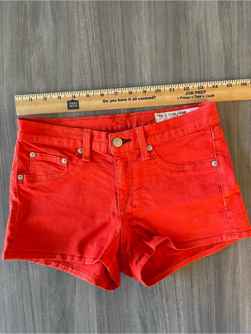 Rag & Bone Red Denim Shorts Size 26 Low Rise Stretch